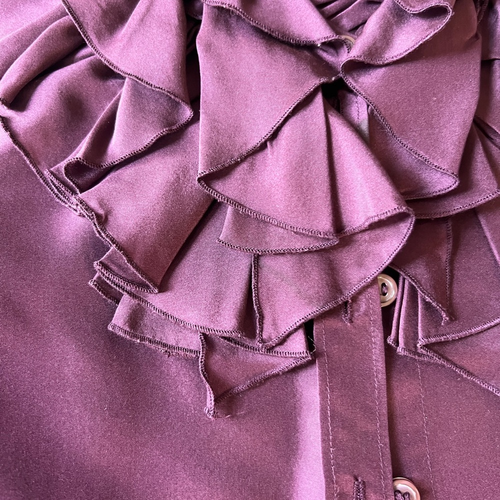 J. Crew Plum Ruffle Front Blouse - Picture 3 of 3